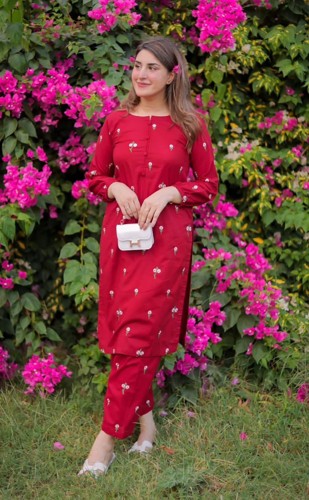 2PC Trendy  Embroidered Dress Stiched