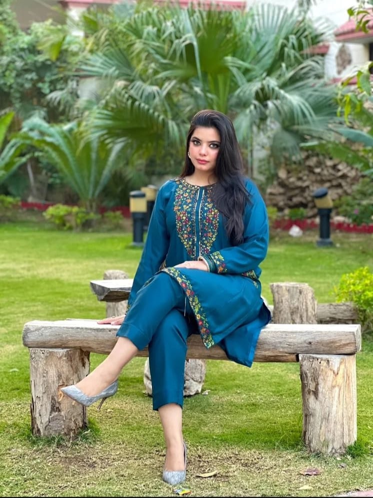 Pocket Sequence Embroidary Stiched 2pcs Cotton Lawn