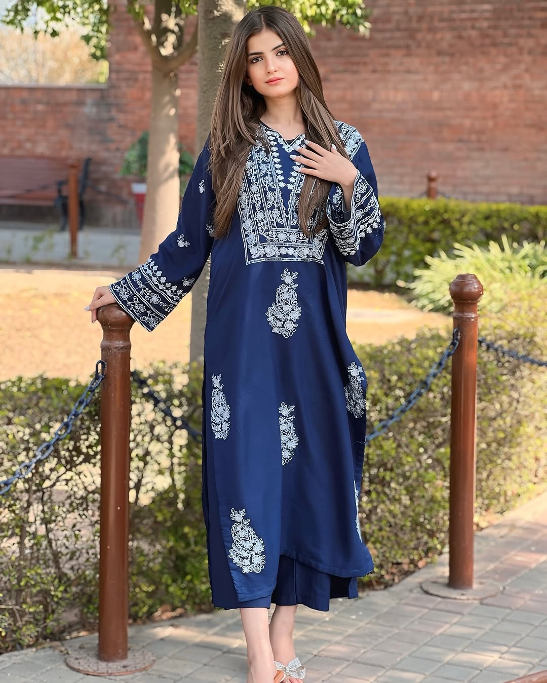 2Pc DAZZEL EMBROIDERY LONG LENGHT Stiched