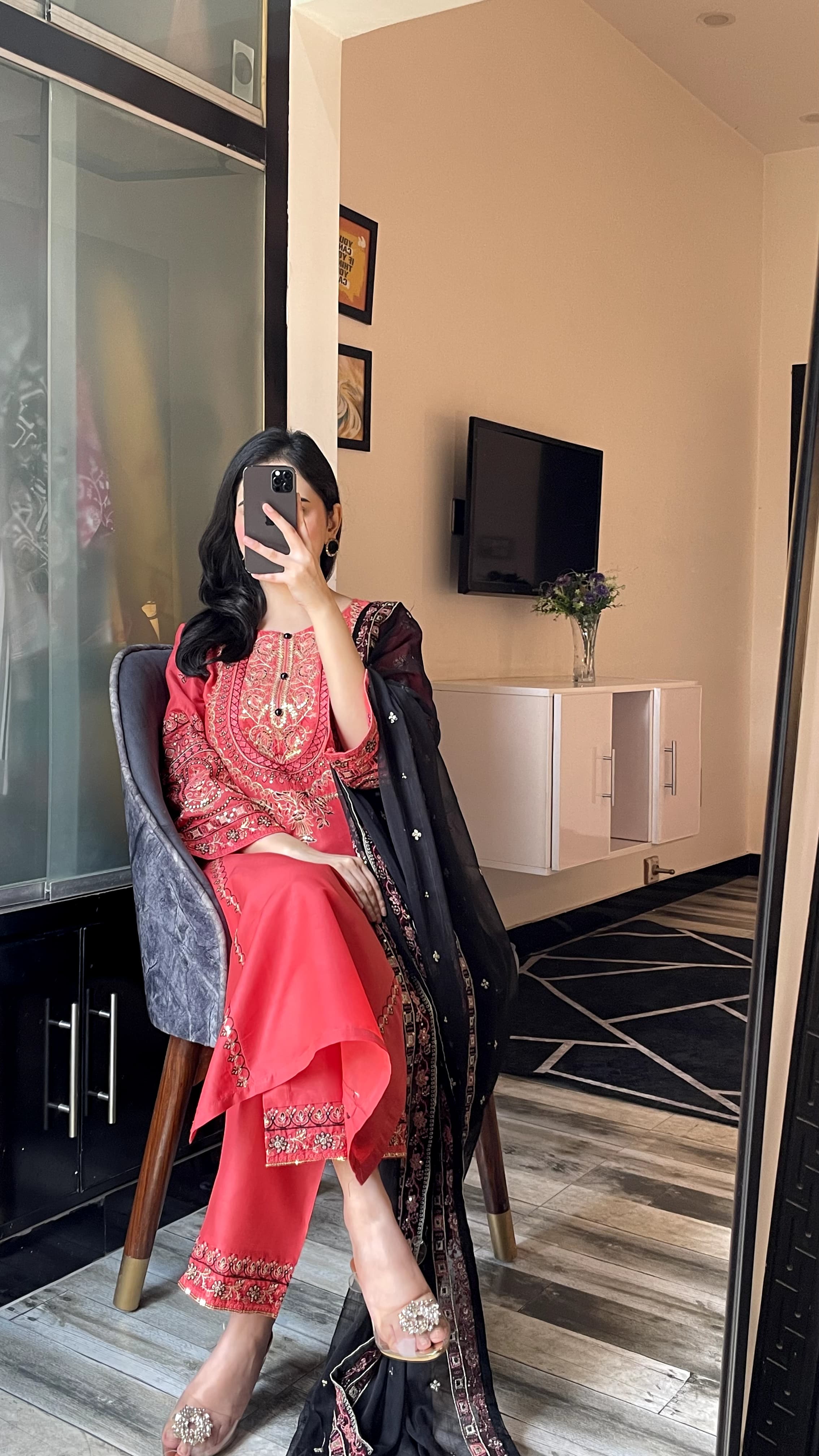 NOOR 3PC Embroidery Stiched Pure Cotton