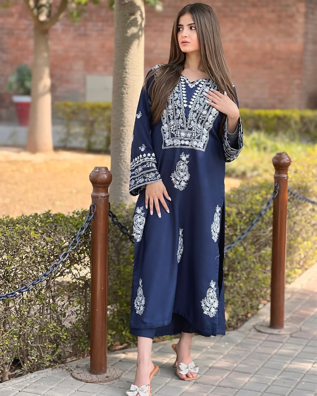 2Pc DAZZEL EMBROIDERY LONG LENGHT Stiched
