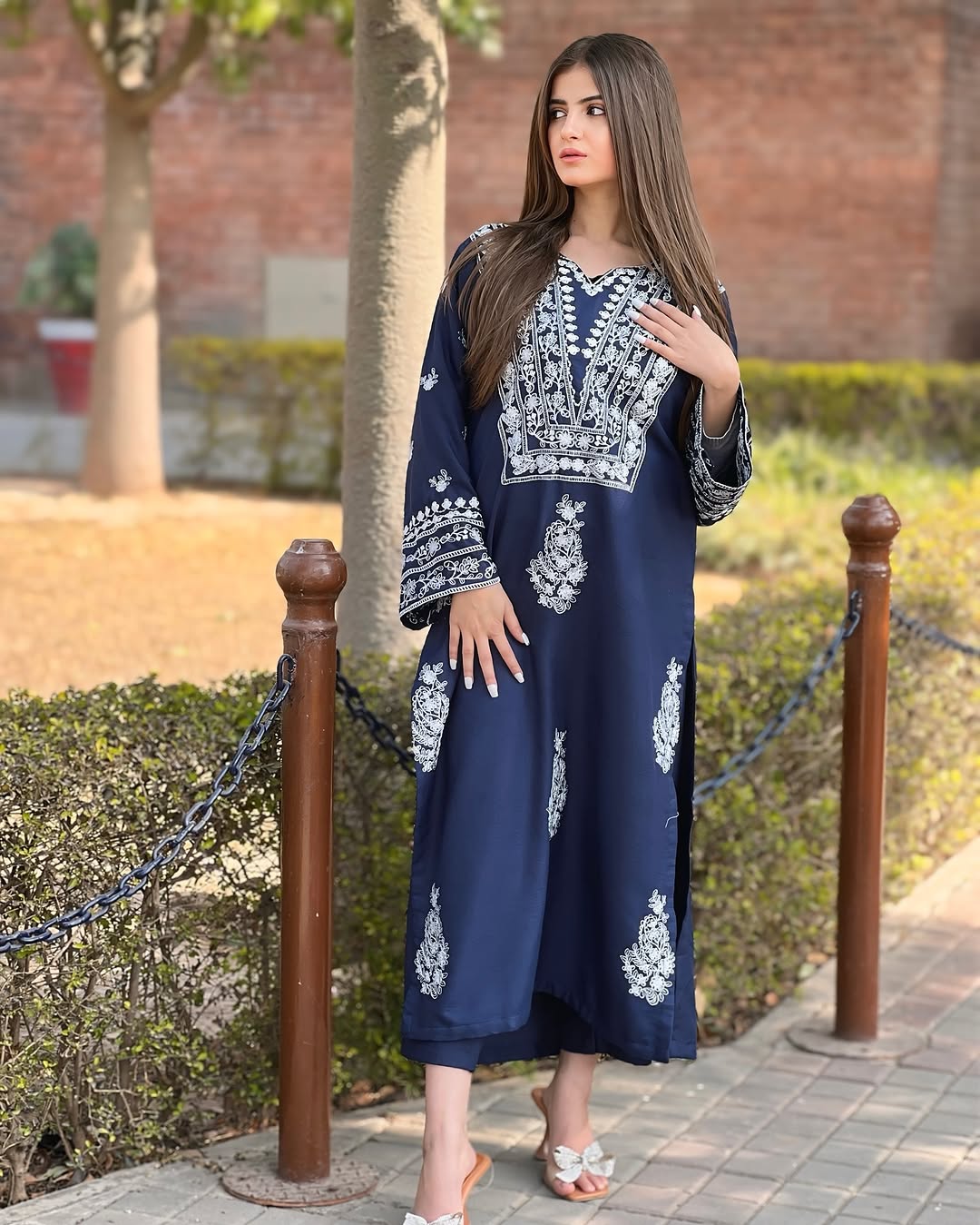 2Pc DAZZEL EMBROIDERY LONG LENGHT Stiched