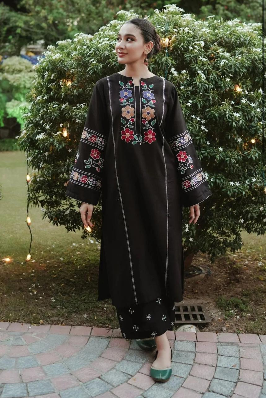 2Pc Cottage Embroidery Long Length Stiched