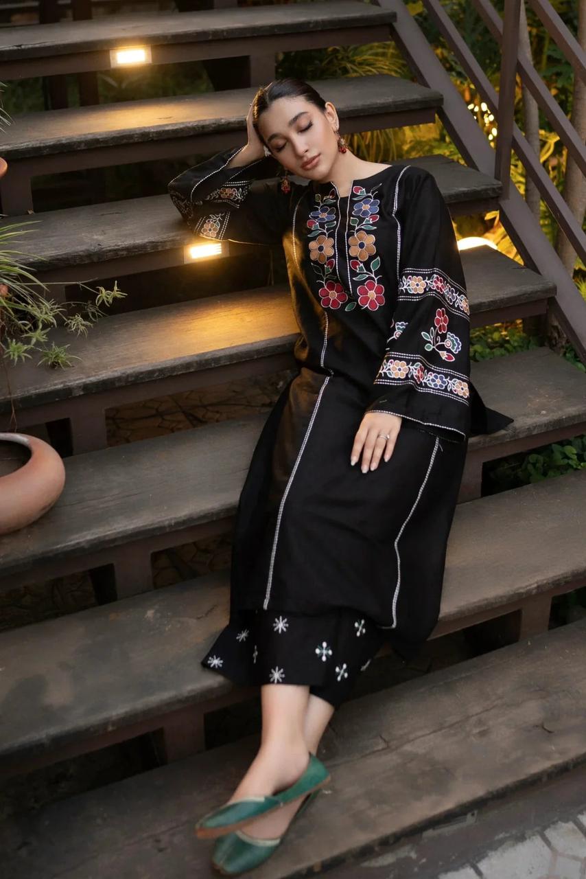 2Pc Cottage Embroidery Long Length Stiched
