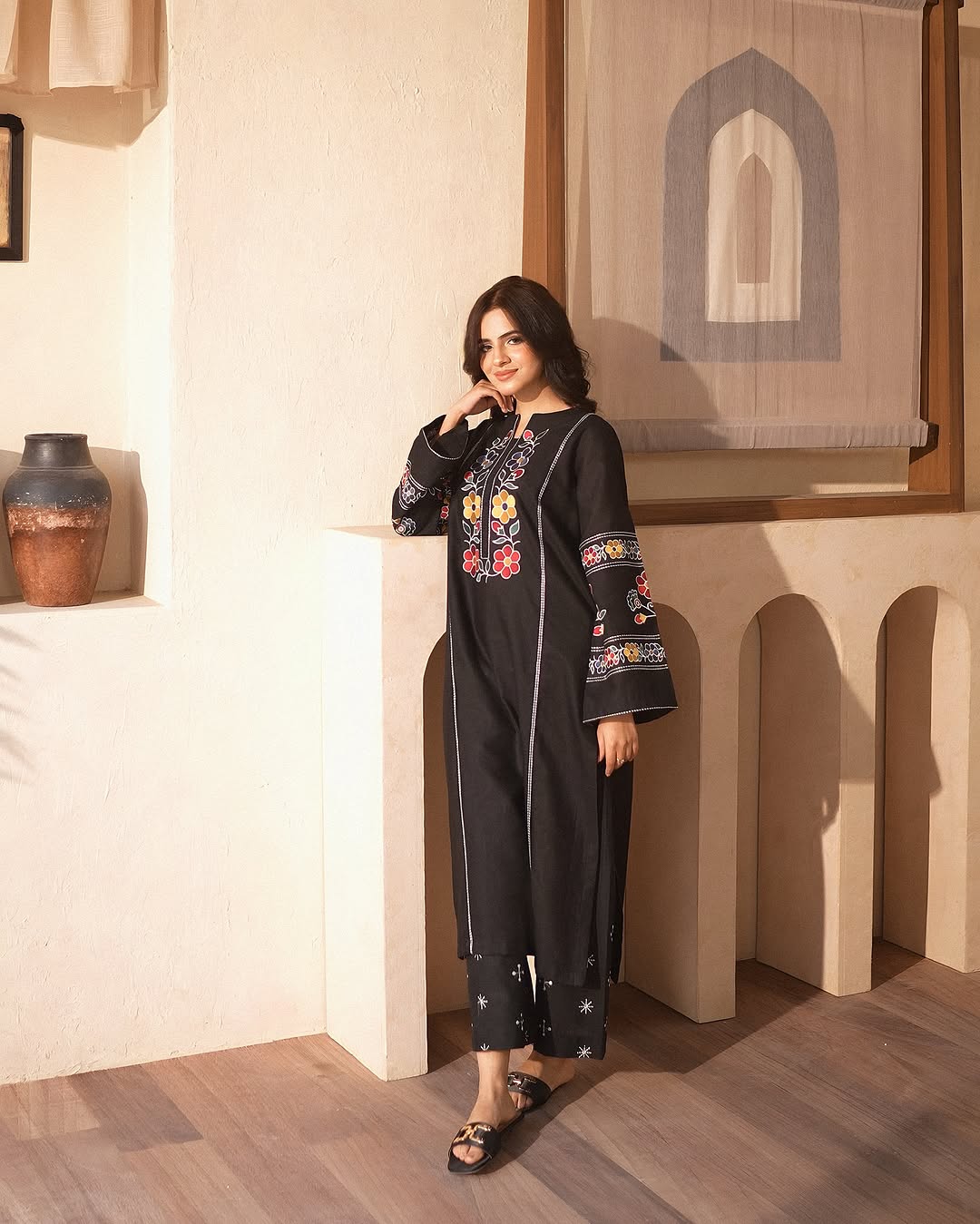 2Pc Cottage Embroidery Long Length Stiched