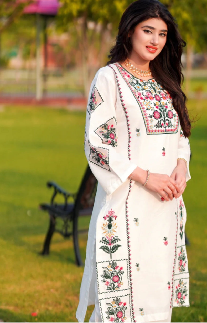 2PC Embroidery Summer Lawn Stiched