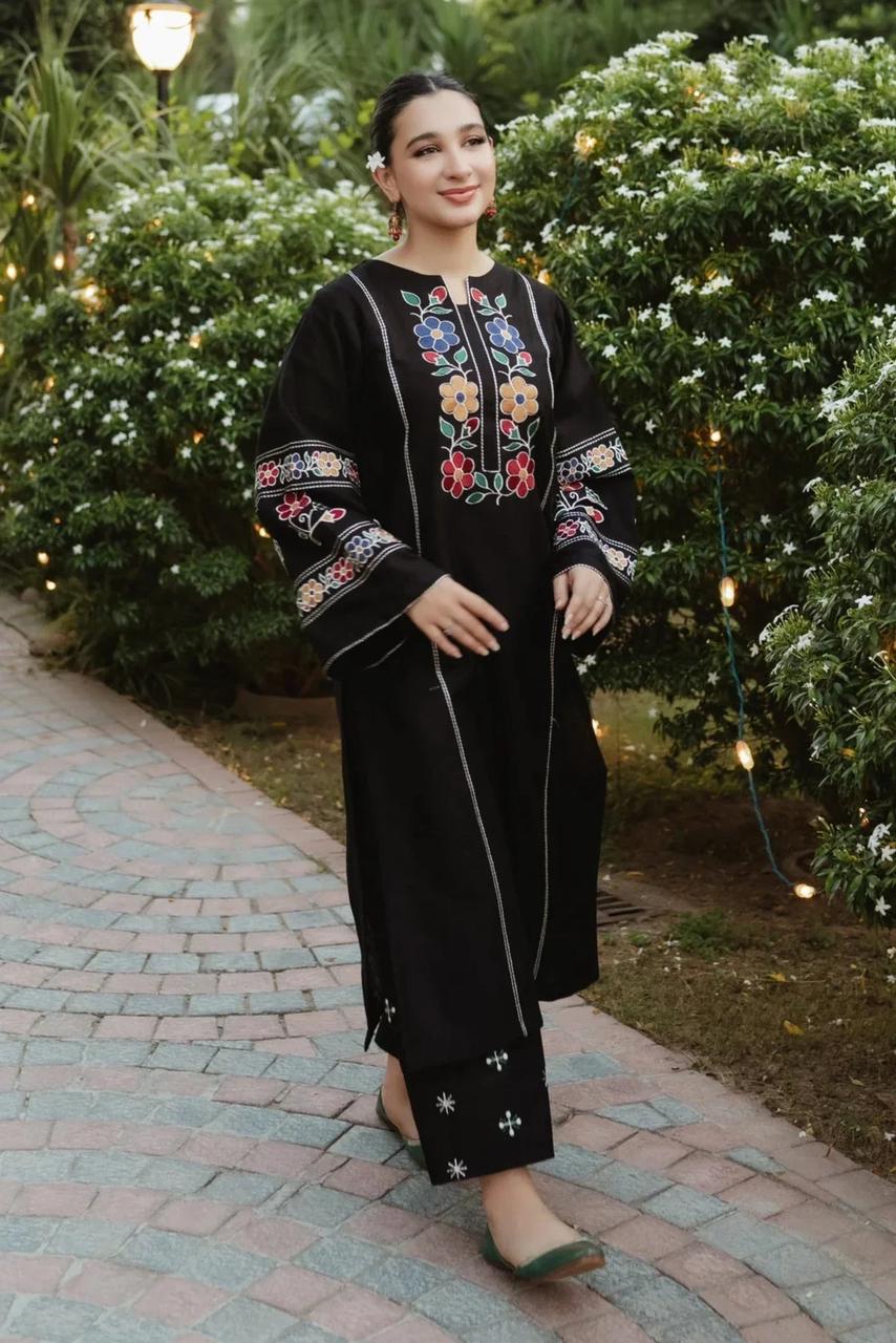 2Pc Cottage Embroidery Long Length Stiched