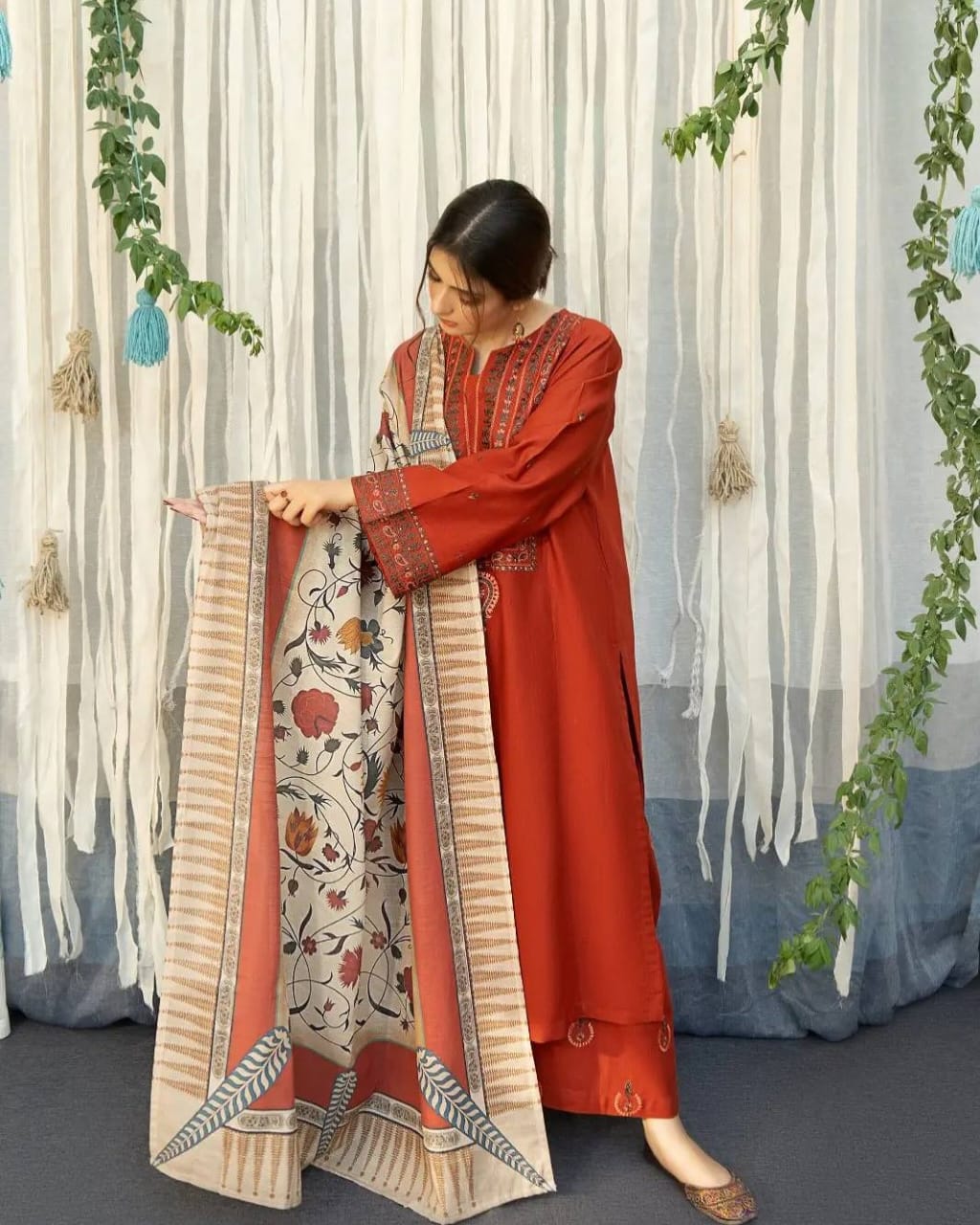 AYAT- 3PC EMBROIDERED WITH*
*DIGITAL DUPPATA*