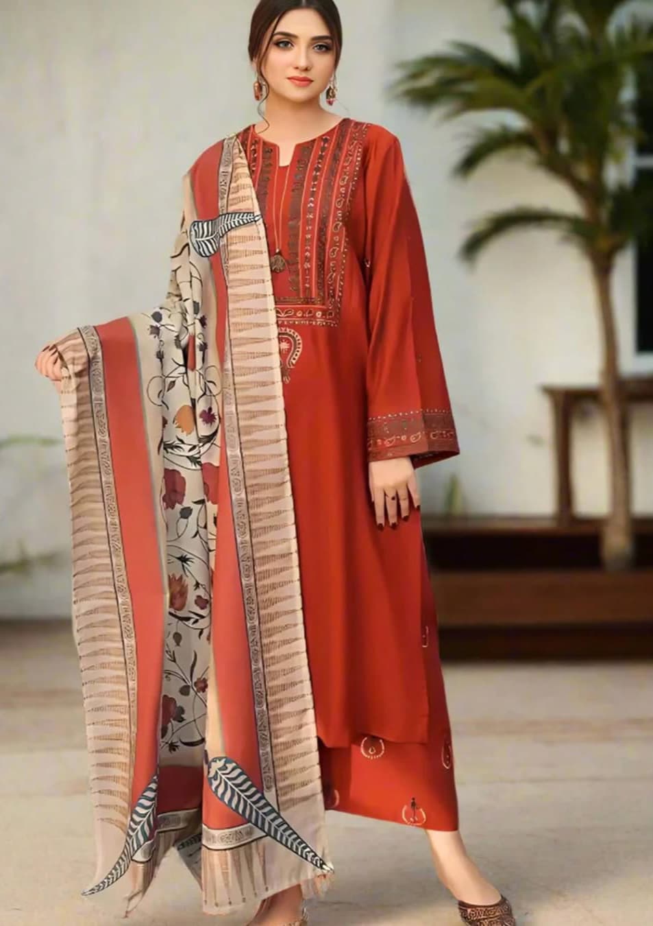 AYAT- 3PC EMBROIDERED WITH*
*DIGITAL DUPPATA*